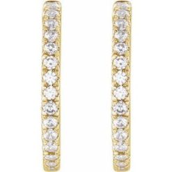 G-H / Pair / Hinged / Polished / 3/8 Ctw Lab-Grown Diamond Hoop Earrings