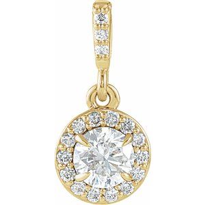 86679 / Pendant / Set / 14K Yellow / Round / Lab-Grown Diamond / 4.5Mm :: 3/8 Ctw / Lab-Grown Diamond / Si1-Si2
