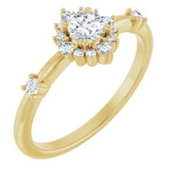 72088 / Ring / Set / 14K Yellow / Lab-Grown Diamond / Round / 4 Mm / Lab-Grown Diamond / Polished / 3/8 Ctw Lab-Grown Diamond Halo-Style Ring