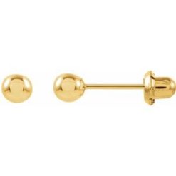 21509 / 14K Yellow / 4 Mm / Pair / Piercing Backs Included / Polished / Inverness Ball Piercing Earrings Long Posts