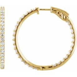 650183 / Earring / Set / 14K Yellow / Natural Diamond / Round / 41.5 Mm / 2.6 Mm / 2.5Mm :: 5 Ctw / I1