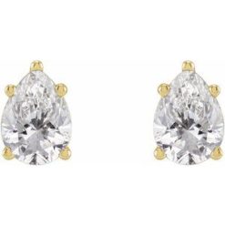87507 / Earring / Set / Lab-Grown Diamond / Pear / 7 X 5 Mm / 14K Yellow / Pair / Friction Backs Included / Polished / 1 Ctw Lab Grown Diamond Tapered Basket Earrings