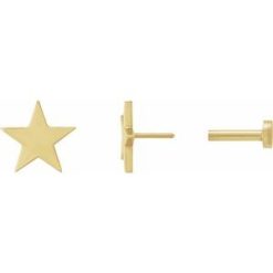 86457 / Earring / 14K Yellow / 6.2 Mm / Pair / Tension Back Included / 4 Mm / Polished / Star Earrings With Press Fit Closure