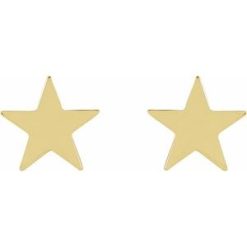 86457 / Earring / 14K Yellow / 6.2 Mm / Pair / Tension Back Included / 4 Mm / Polished / Star Earrings With Press Fit Closure
