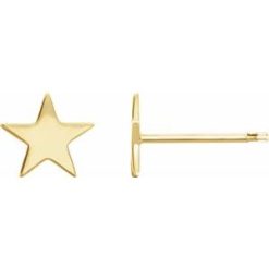 86457 / Earring / 14K Yellow / 6.2 Mm / Each / Friction Backs Sold Separately / .37 In / Polished / Star Earring