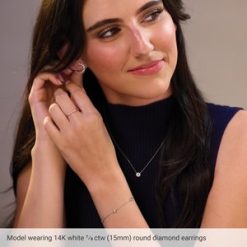 688818 / Earring / Set / 14K White / 12 X 12 Mm / Lab-Grown Diamond / Round / 2.1Mm :: 1/2 Ctw / Pair / Friction Backs Included / Polished / 1/2 Ctw Lab-Grown Diamond Front-Back Earrings