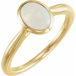 72024 / Ring / Set / 14K Yellow / Natural Ethiopian Opal / Oval / 8 X 6 Mm / Polished / Natural Ethiopian Opal Cabochon Ring