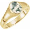 71400 / Ring / Set / 14K Yellow / Natural Moss Agate / Oval / 8 X 6 Mm / Polished / Moss Agate Ring