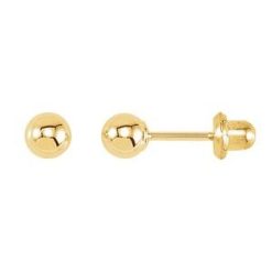 21505 / 14K Yellow / 4 Mm / Pair / Piercing Backs Included / Polished / Inverness Ball Stud Piercing Earrings