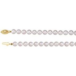 61203 / Necklace / Set / 14K Yellow / Pearl / Cultured White Akoya Pearl / 6.0-6.5 Mm / 24 In / Polished / Cultured White Akoya Pearl Necklace