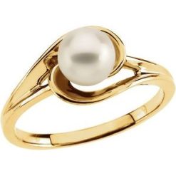 6115 / Ring / Set / 14K Yellow / Cultured White Akoya Pearl / Pearl / 6 Mm / Polished / Cultured White Akoya Pearl Ring