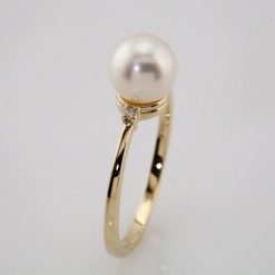 6194 / Ring / Set / 14K Yellow / Cultured White Freshwater Pearl / Pearl / 7 Mm / Natural Diamond / Polished / Cultured White Freshwater Pearl And .025 Ctw Natural Diamond Ring