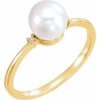 6194 / Ring / Set / 14K Yellow / Cultured White Freshwater Pearl / Pearl / 7 Mm / Natural Diamond / Polished / Cultured White Freshwater Pearl And .025 Ctw Natural Diamond Ring