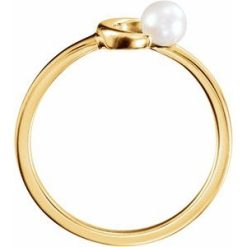 6494 / Ring / Set / 14K Yellow / Cultured White Freshwater Pearl / Pearl / 4.0-4.5 Mm / Polished / Cultured White Freshwater Pearl Crescent Moon Ring