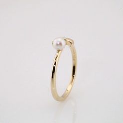 6494 / Ring / Set / 14K Yellow / Cultured White Freshwater Pearl / Pearl / 4.0-4.5 Mm / Polished / Cultured White Freshwater Pearl Crescent Moon Ring