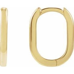 88098 / Earring / 14K Yellow / 14 X 10 Mm / 1.6 Mm / Pair / Hinged / Polished / Elongated Oval Huggie Earrings