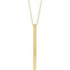 87619 / Necklace / 14K Yellow / 4-Sided / 35 X 2.5 Mm / 16-18 In / Polished / Engravable Four-Sided Vertical Bar Necklace