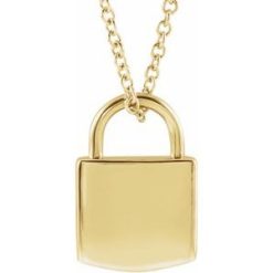 87184 / Necklace / 14K Yellow / 12.02 X 8 Mm / 16-18 In / Polished / Engravable Lock Necklace