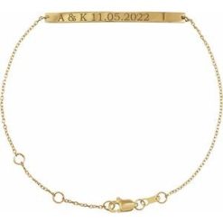 Brc887 / Bracelet / 14K Yellow / 40 X 3 Mm / 6 1/2-7 1/2 In / Polished / Engravable Skinny Bar Bracelet