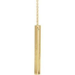87619 / Necklace / 14K Yellow / 3-Sided / 35 X 3 Mm / 16-18 In / Polished / Engravable Three-Sided Bar Necklace