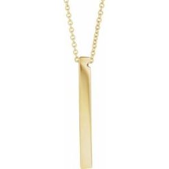 87619 / Necklace / 14K Yellow / 3-Sided / 35 X 3 Mm / 16-18 In / Polished / Engravable Three-Sided Bar Necklace