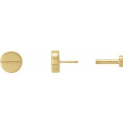 86608 / Earring / 14K Yellow / 4.9 Mm / Pair / Tension Back Included / 4 Mm / Polished / Geometric Earrings With Press Fit Closure