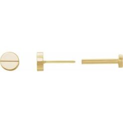 86608 / Earring / 14K Yellow / 4.9 Mm / Pair / Tension Back Included / 6 Mm / Polished / Geometric Earrings With Press Fit Closure