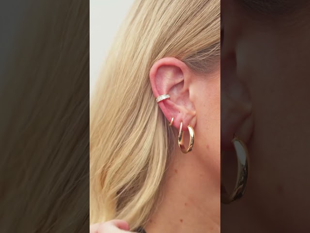 87382 / Earring / Set / 14K Yellow / Lab-Grown Blue Sapphire / Round / 12.5 Mm / 1.6 Mm / 1.3 Mm / Pair / Hinged / Polished / Lab-Grown Blue Sapphire Hinged Hoop Earrings