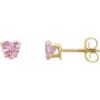 19132 / 14K Yellow / Set / Heart / Imitation Pink Cubic Zirconia / Pair / 4 X 3.5 Mm / Threaded / Threaded Backs Included / 4-Prong / Polished / Heart Earrings With Backs