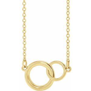 86742 / Necklace / 14K Yellow / 15.49 X 9.71 Mm / 16-18 In / Polished / Interlocking Circle Necklace