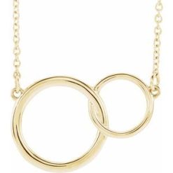 86742 / Necklace / 14K Yellow / 25.9 X 16.61 Mm / 16-18 In / Polished / Interlocking Circle Necklace