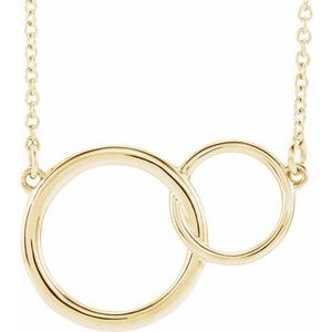 86742 / Necklace / 14K Yellow / 25.9 X 16.61 Mm / 16-18 In / Polished / Interlocking Circle Necklace