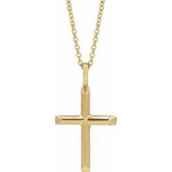 R50005 / Necklace / 18K Yellow Gold-Plated Sterling Silver / 23 X 13 Mm / 16-18 In / Polished / Knife Edge Cross Necklace