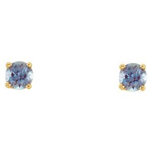 651643 / 14K Yellow / Set / Round / Lab-Grown Alexandrite / Pair / 3 Mm / Threaded / Threaded Backs Included / 4-Prong / Polished / Youth Earrings With Backs