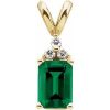 67671 / Pendant / Set / 14K Yellow / Emerald / Lab-Grown Emerald / 7 X 5Mm :: 0.05 Ctw / Natural Diamond / I1