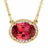 85903 / Necklace / Set / 14K Yellow / Oval / Lab-Grown Ruby / 9 X 7Mm :: .04 Ctw / Natural Diamond / I1