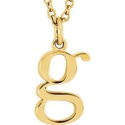85780 / Necklace / 14K Yellow / Initial G / 12.31 X 5.9 Mm / 16 In / Polished / Lowercase Initial Necklace