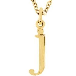 85780 / Necklace / 14K Yellow / Initial J / 12.7 X 3 Mm / 16 In / Polished / Lowercase Initial Necklace