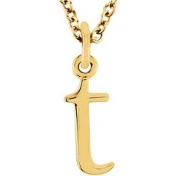 85780 / Necklace / 14K Yellow / Initial T / 10.5 X 3.2 Mm / 16 In / Polished / Lowercase Initial Necklace