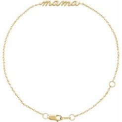 Brc875 / Bracelet / 14K Yellow / 26.16 X 3.32 Mm / 6 1/2-7 1/2 In / Polished / Lowercase Script "Mama" Bracelet