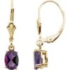 61023 / Earring / Set / Natural Amethyst / Oval / 7 X 5 Mm / 14K Yellow / Pair / Lever Backs / Polished / Natural Amethyst Earrings