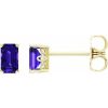 1922 / Earring / Set / Natural Amethyst / Emerald / 5 X 3 Mm / 14K Yellow / Pair / Friction Backs Included / Polished / Natural Amethyst Earrings With Backs