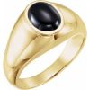 9222 / Ring / Set / 14K Yellow / Natural Black Onyx / Oval / 10 X 8 Mm / Polished / Natural Onyx Bezel-Set Ring