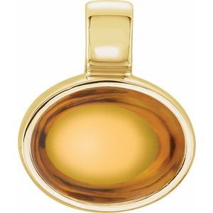 23488 / Pendant / Set / 14K Yellow / Oval / Natural Citrine / 8 X 6 Mm / Polished / Natural Citrine Cabochon Bezel Pendant