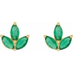 688828 / Earring / Set / Natural Emerald / Marquise / 5 X 2.5 Mm / 14K Yellow / Pair / Friction Back Included / Polished / Natural Emerald Earrings