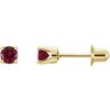 88121 / Earring / Set / Natural Mozambique Garnet / Round / 3 Mm / 14K Yellow / Pair / Threaded Backs Included / Polished / Natural Garnet Mozambique  Earrings