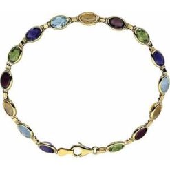 651540 / Bracelet / Set / 14K Yellow / Oval / Natural Multi-Gemstone / 7 X 5 Mm / 7 In / Polished / Natural Multi-Gemstone 7 Inch Bracelet
