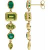 689319 / Earring / Set / Natural Peridot / Emerald / 8 X 6 Mm / 14K Yellow / Lab-Grown Emerald / Pair / Friction Backs Included / Polished / Natural Multi-Gemstone Dangle Earrings