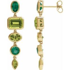 689319 / Earring / Set / Natural Peridot / Emerald / 8 X 6 Mm / 14K Yellow / Lab-Grown Emerald / Pair / Friction Backs Included / Polished / Natural Multi-Gemstone Dangle Earrings