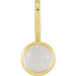 88099 / Pendant / Set / 14K Yellow / Round / Natural Rainbow Moonstone / 5 Mm / Polished / Natural Rainbow Moonstone Charm/Pendant